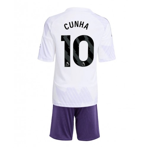 Manchester United Matheus Cunha #10 Udebane Trøje Børn 2025-26 Kortærmet (+ Korte bukser)